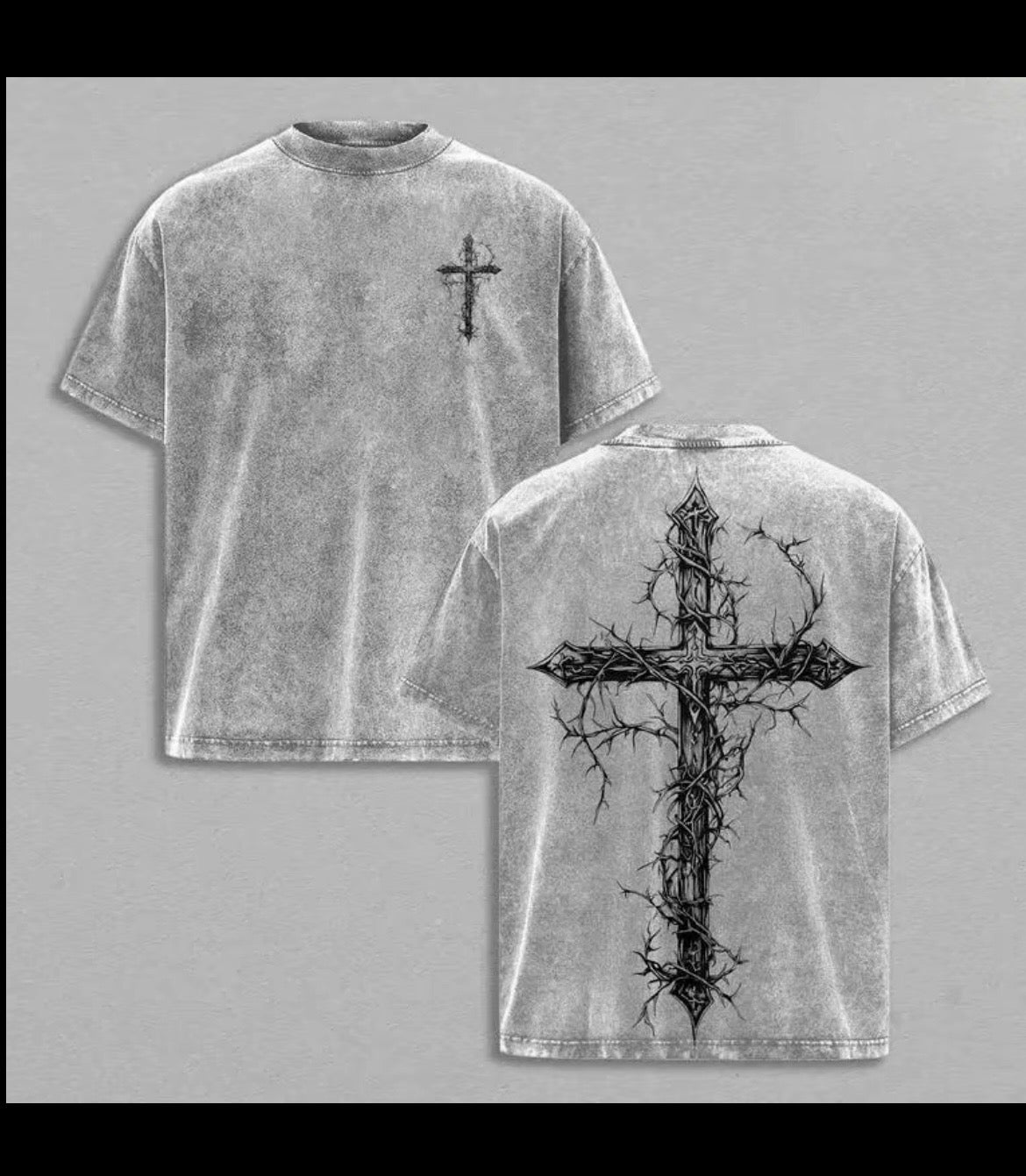 Thorn Cross Christian Faith T-Shirt, Biblical Cross Art Tee, Christian Apparel Streetwear